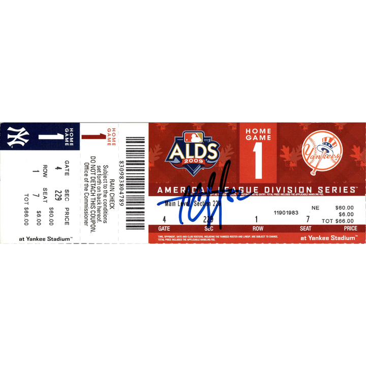 CC Sabathia New York Yankees Autographed Signed 2009 ALDS Game 1 Ticket (JSA COA #AS48212)