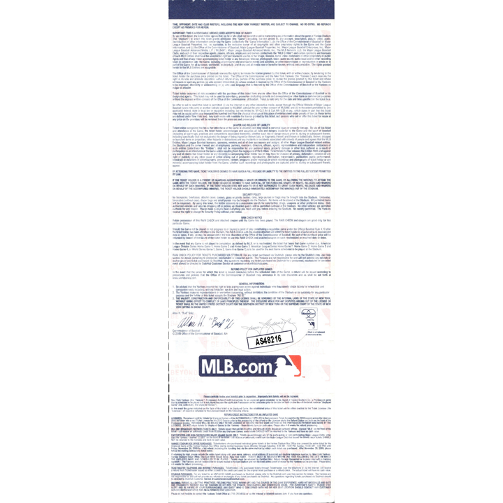 CC Sabathia New York Yankees Autographed Signed 2009 ALDS Game 1 Ticket (JSA COA #AS48216)