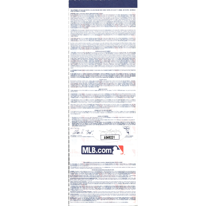 CC Sabathia New York Yankees Autographed Signed 2009 ALDS Game 1 Ticket (JSA COA #AS48221)