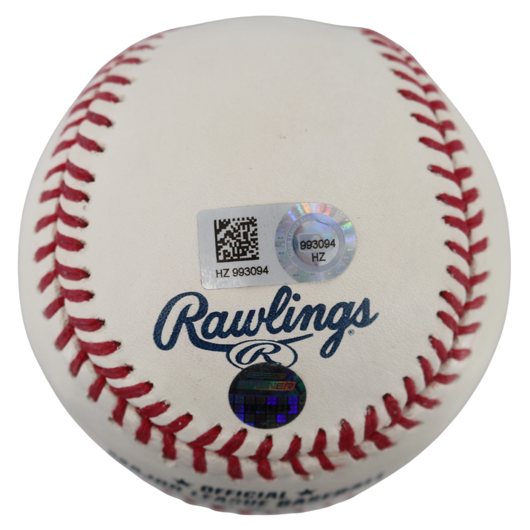 Bernie Williams Autographed Rob Manfred OML Bernie Williams Stamp Baseball (Steiner Holo & MLB Auth)