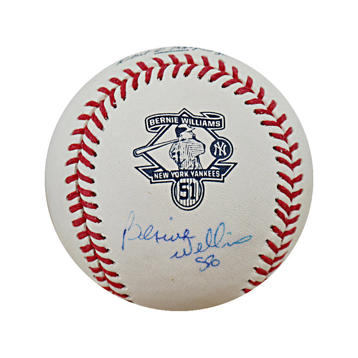 Bernie Williams Autographed OML Bernie Williams Stamp Baseball (Steiner/MLB)