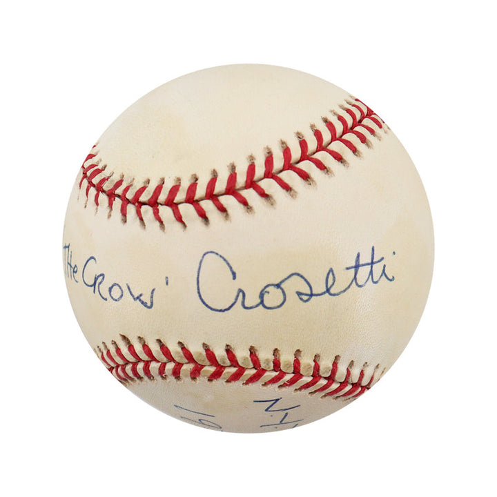 Frank Crosetti New York Yankees Autographed Signed Inscribed OAL Gene Budig Ball (JSA)