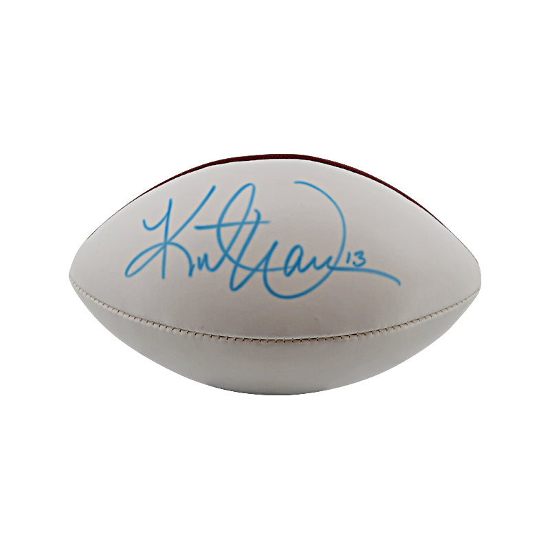 Kurt Warner St Louis Rams Autographed Signed Wilson Duke White Panel Football (JSA)