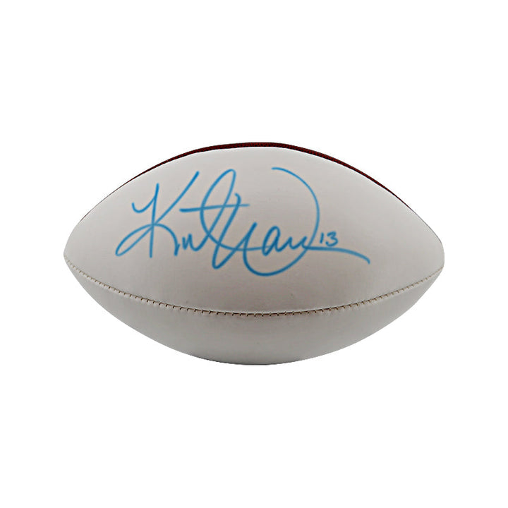 Kurt Warner St Louis Rams Autographed Signed Wilson Duke White Panel Football (JSA)