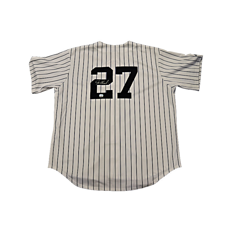 Joe Girardi New York Yankees Autographed Majestic Home Pinstripe Jersey (Mounted Memories Holo)