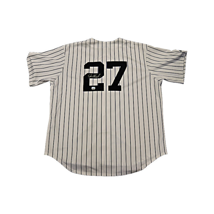 Joe Girardi New York Yankees Autographed Majestic Home Pinstripe Jersey (Mounted Memories Holo)