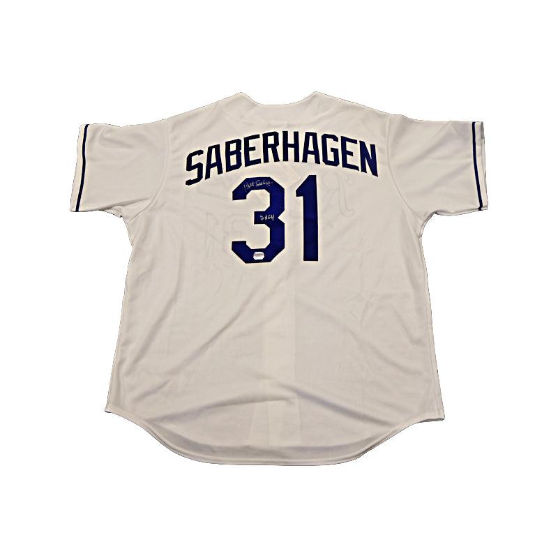 Bret Saberhagen Kansas City Royals Autographed and Inscribed "2x Cy" Majestic Home White Jersey (Mounted Memories Holo)