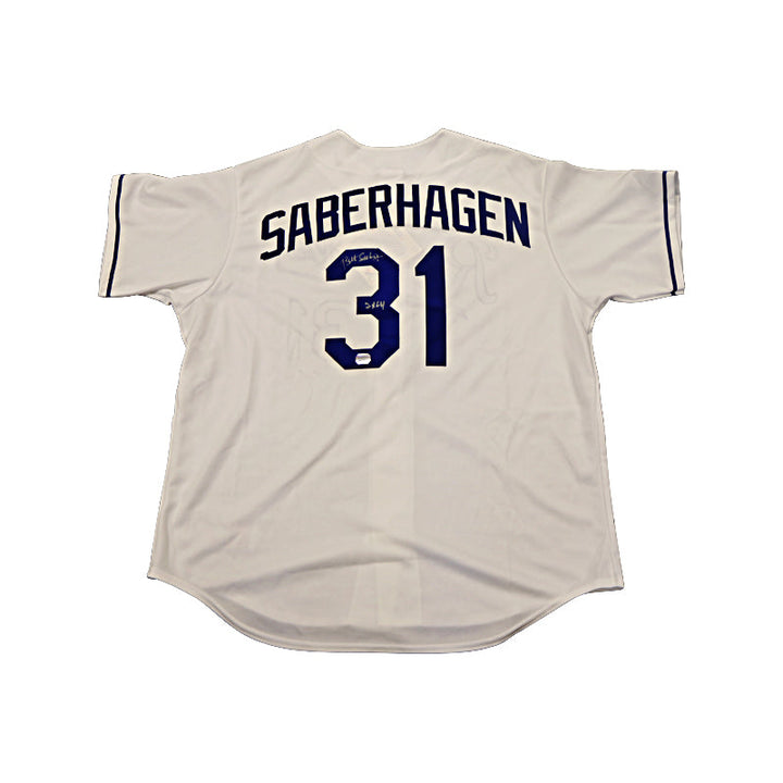 Bret Saberhagen Kansas City Royals Autographed and Inscribed "2x Cy" Majestic Home White Jersey (Mounted Memories Holo)