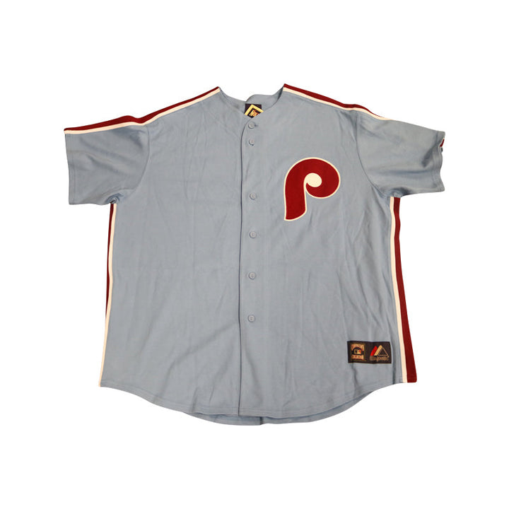 Steve Carlton Philadelphia Phillies Autographed and Inscribed "Lefty" Away Blue Majestic Cooperstown Collection Jersey (JSA COA)