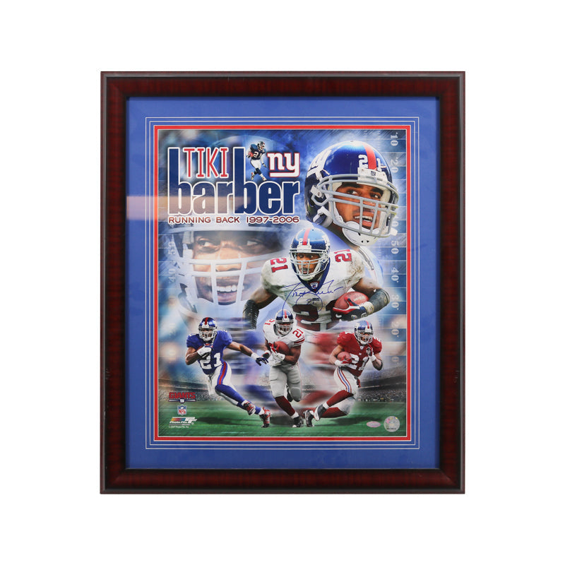 Tiki Barber New York Giants Autographed Signed 16x20 Framed Career Montage (Steiner Holo)