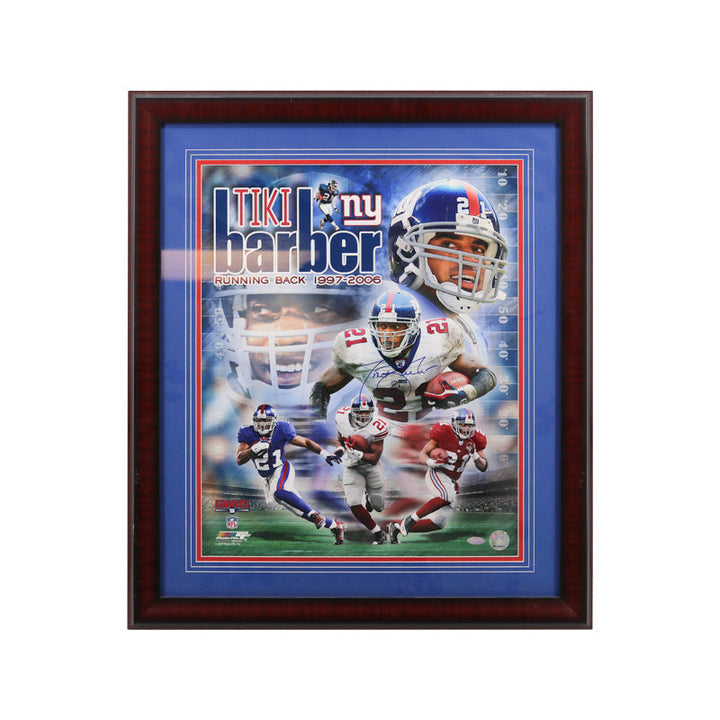 Tiki Barber New York Giants Autographed Signed 16x20 Framed Career Montage (Steiner Holo)