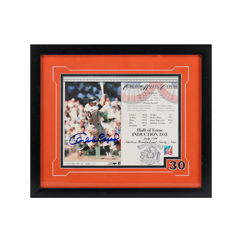 Orlando Cepeda San Francisco Giants Autographed Signed Framed Induction Day Card (JSA COA)
