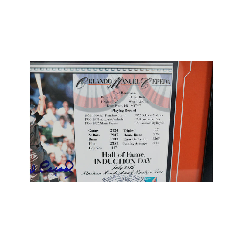 Orlando Cepeda San Francisco Giants Autographed Signed Framed Induction Day Card (JSA COA)
