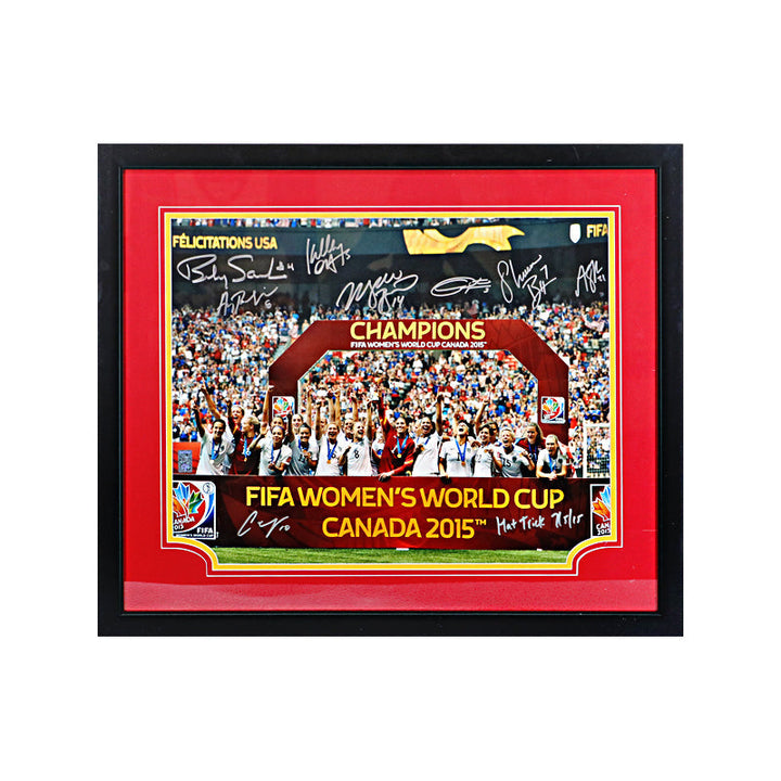 2015 United States Women's National Team Signed 16x20 World Cup Celebration Framed Photo (JSA LOA #YY56153)