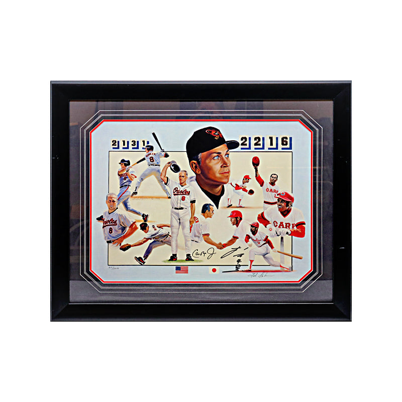 Cal Ripken Jr. and Sachio Kinugasa Dual Autographed Signed Framed 20x26 Lithograph LE #60/2216 (JSA COA)