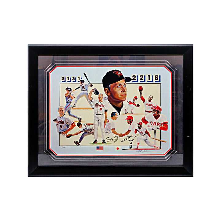 Cal Ripken Jr. and Sachio Kinugasa Dual Autographed Signed Framed 20x26 Lithograph LE #60/2216 (JSA COA)