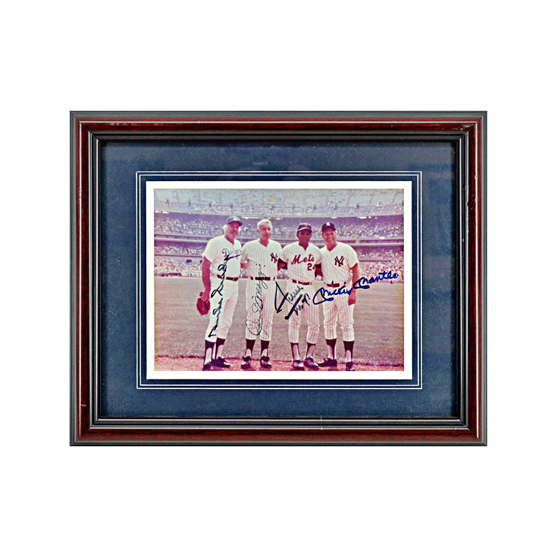 Mantle, Snider & Mays Autographed Signed NY Centerfields 8x10 Framed Photo (JSA LOA #YY64571)