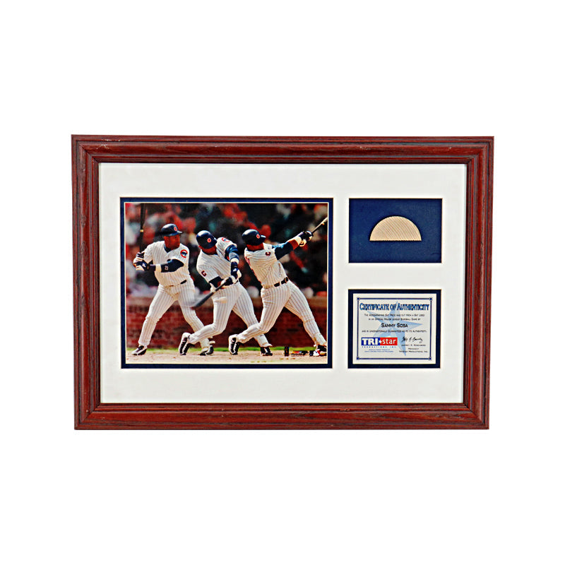 Sammy Sosa Chicago Cubs Tristar Game Used Bat Piece Framed Collage