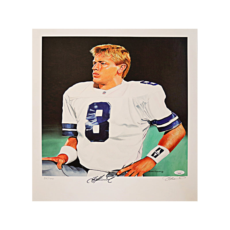 Troy Aikman Dallas Cowboys Autographed Signed 16x20 James Fiorentino LE 100 Print (JSA COA)