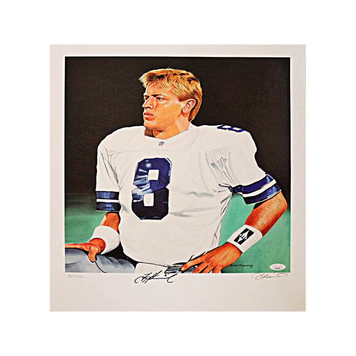 Troy Aikman Dallas Cowboys Autographed Signed 16x20 James Fiorentino LE 100 Print (JSA COA)
