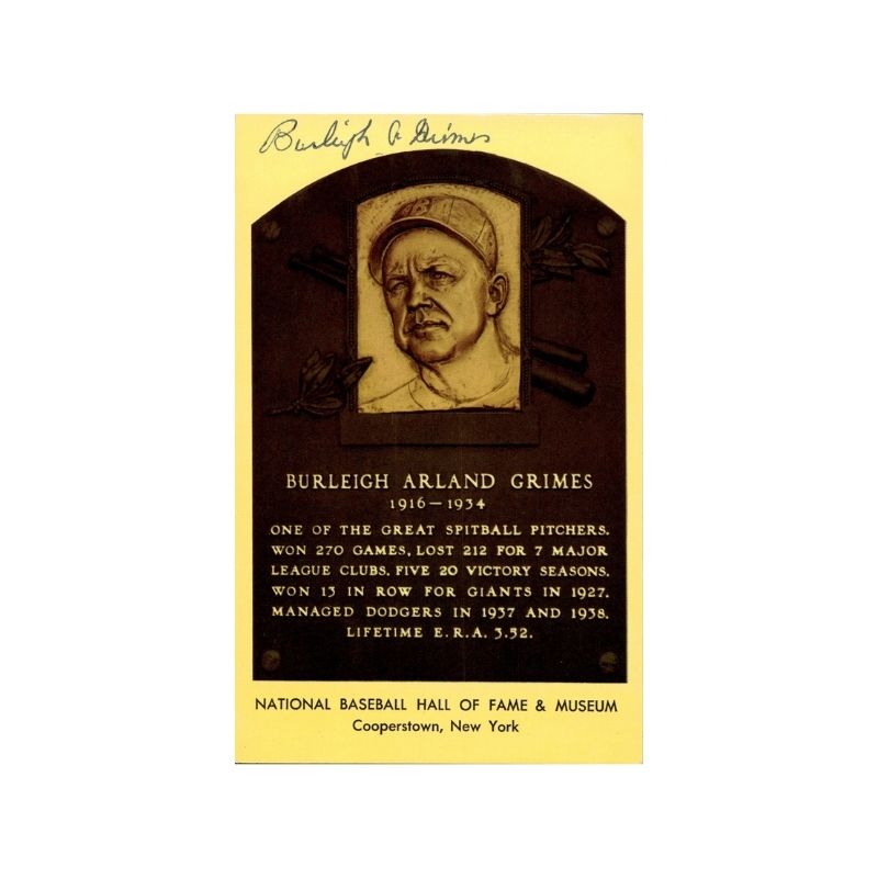 Burleigh Grimes Autographed HOF Plaques (Spencer Ross LOA)