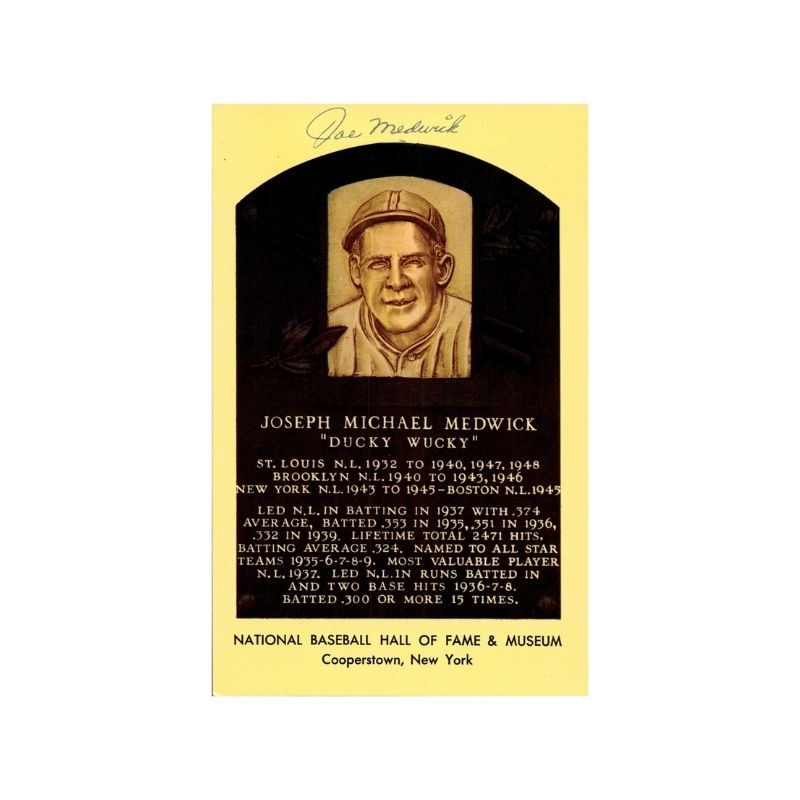 Joe Medwick Autographed HOF Plaques (Spencer Ross LOA)