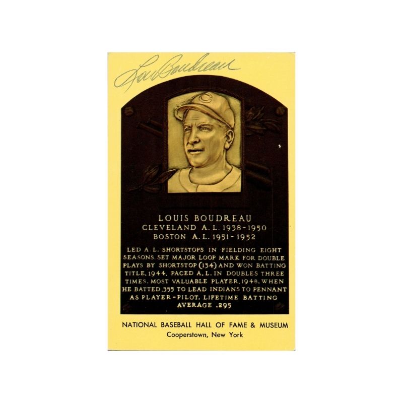 Louis Boudreau Autographed HOF Plaques (Spencer Ross LOA)