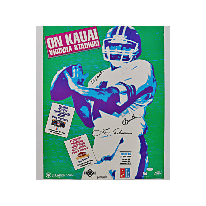 Len Dawson, Earl Morrall, Craig Morton Autographed Signed 1991 NFL Quarterback Challenge Poster (JSA COA)