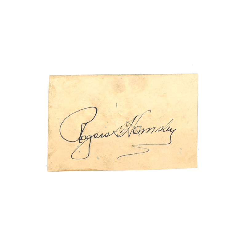 Rogers Hornsby Cardinals Cubs Browns Autographed Signed 2.5x4 Inch Cut Postcard (JSA LOA)