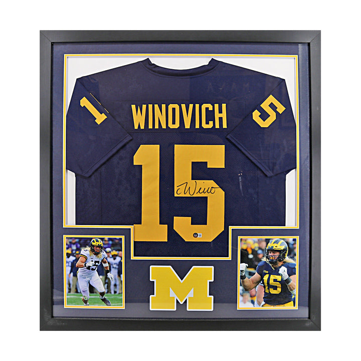 Chase Winovich Autographed Signed Michigan Wolverines Framed Pro-Style Blue Jersey (Beckett Auth)