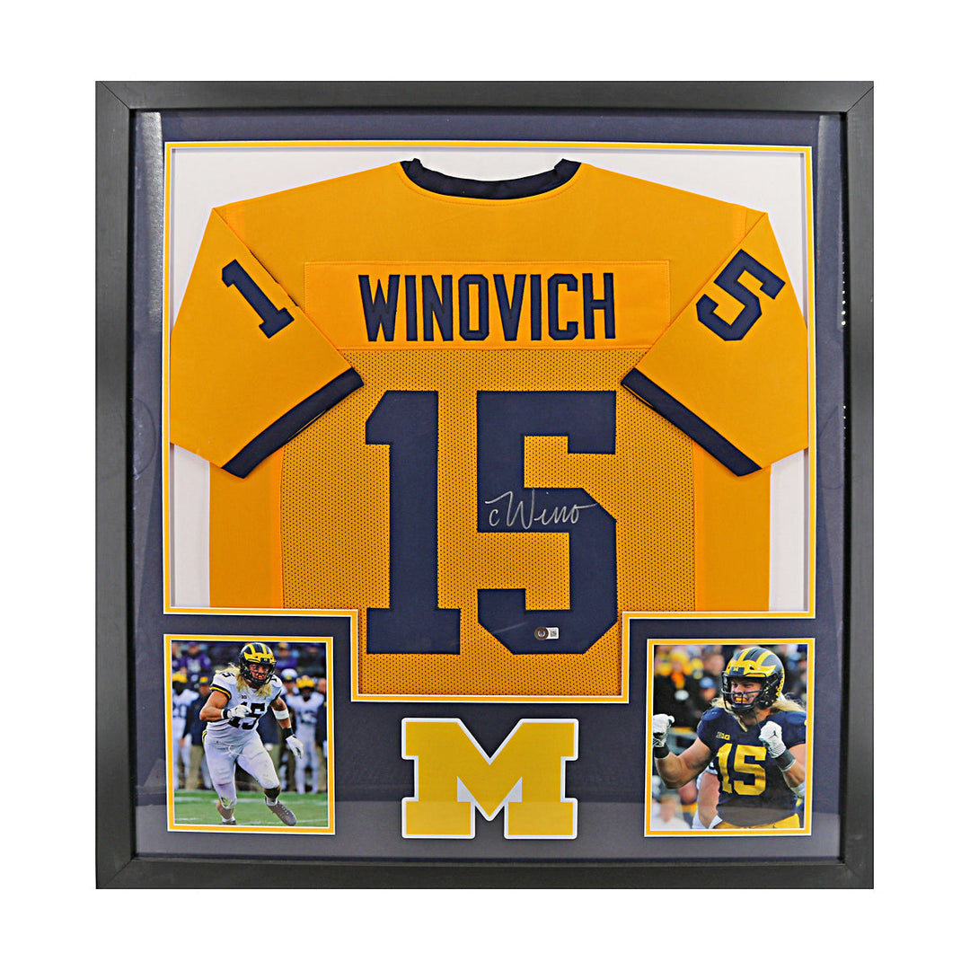 Chase Winovich Autographed Signed Michigan Wolverines Framed Pro-Style Maze Jersey (Beckett Auth)