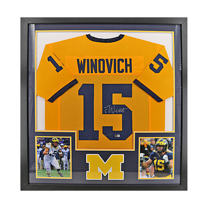 Chase Winovich Autographed Signed Michigan Wolverines Framed Pro-Style Maze Jersey (Beckett Auth)