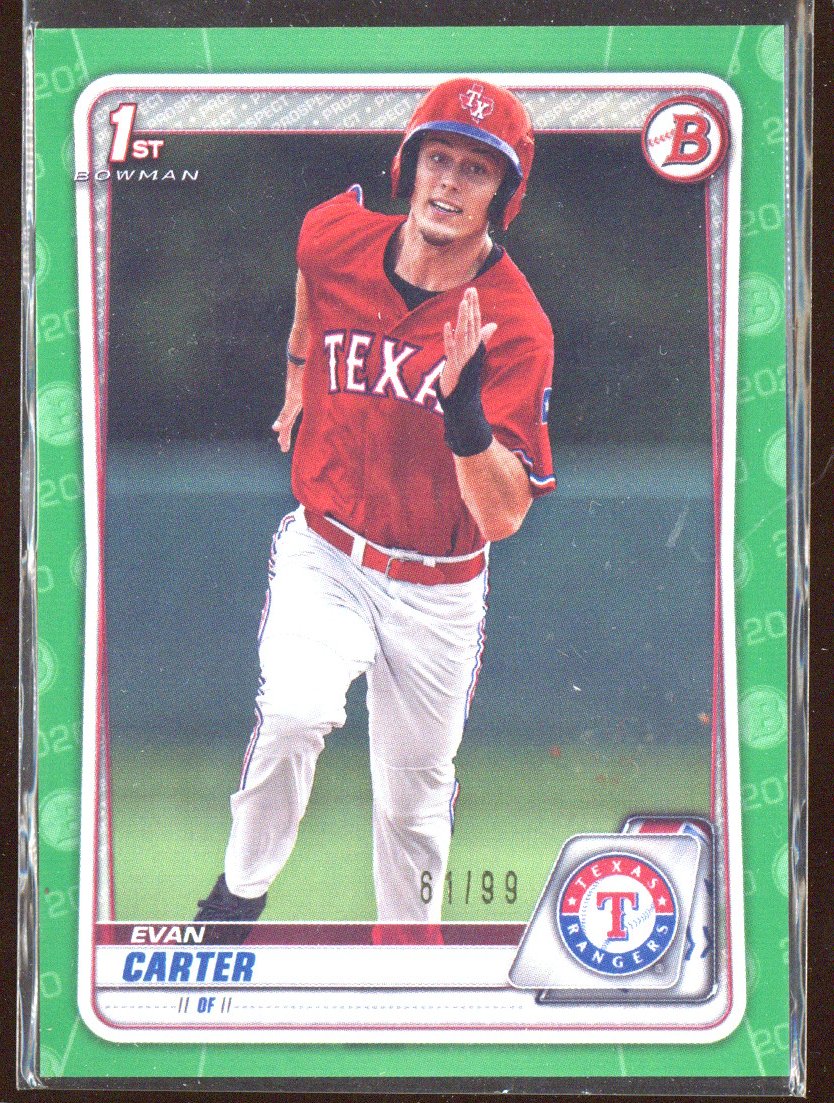 2020 Bowman Draft Paper Evan Carter #BD-126 Green /99 Rookie RC