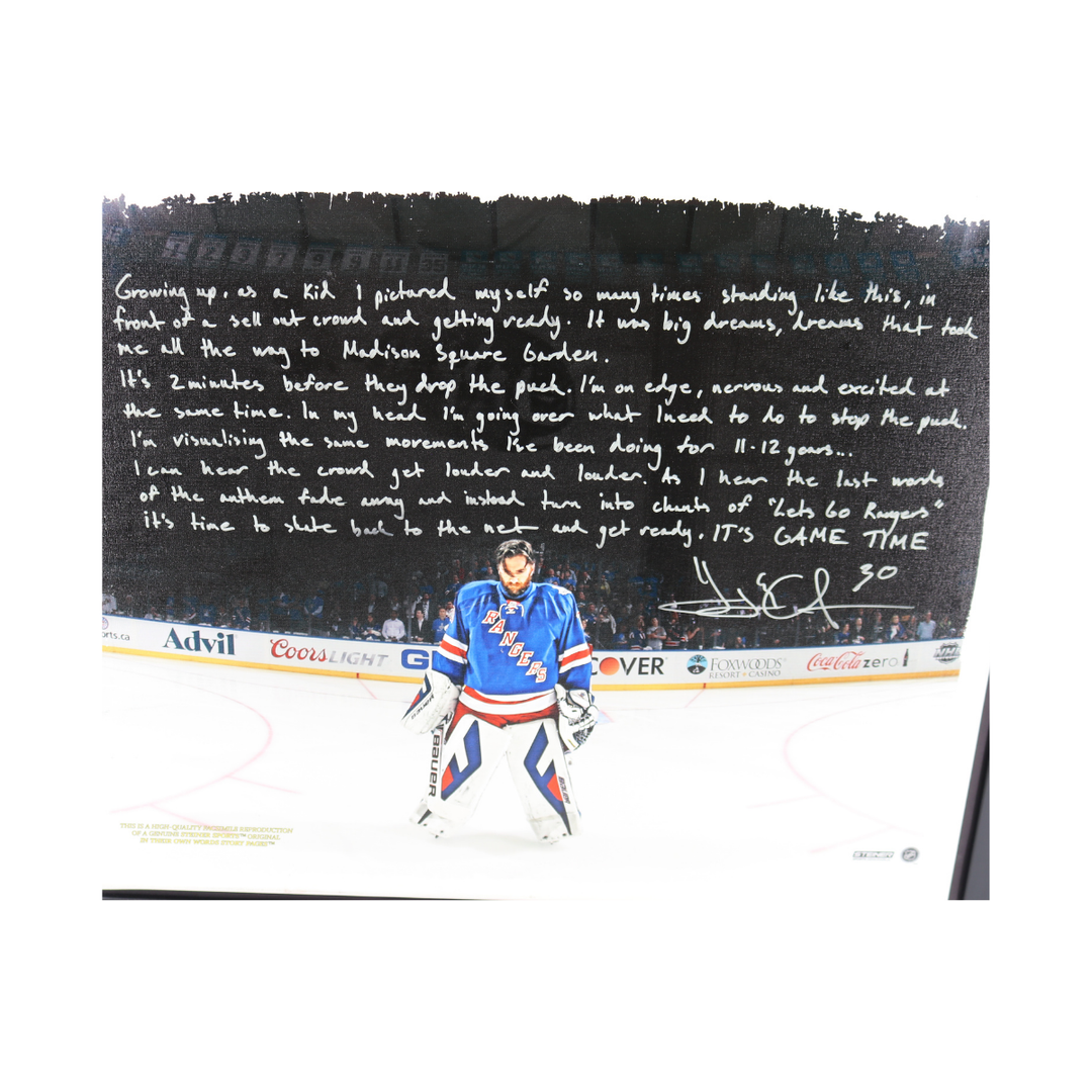 Henrik Lundqvist New York Rangers Facsimile Autograph Framed 26x30 Canvas