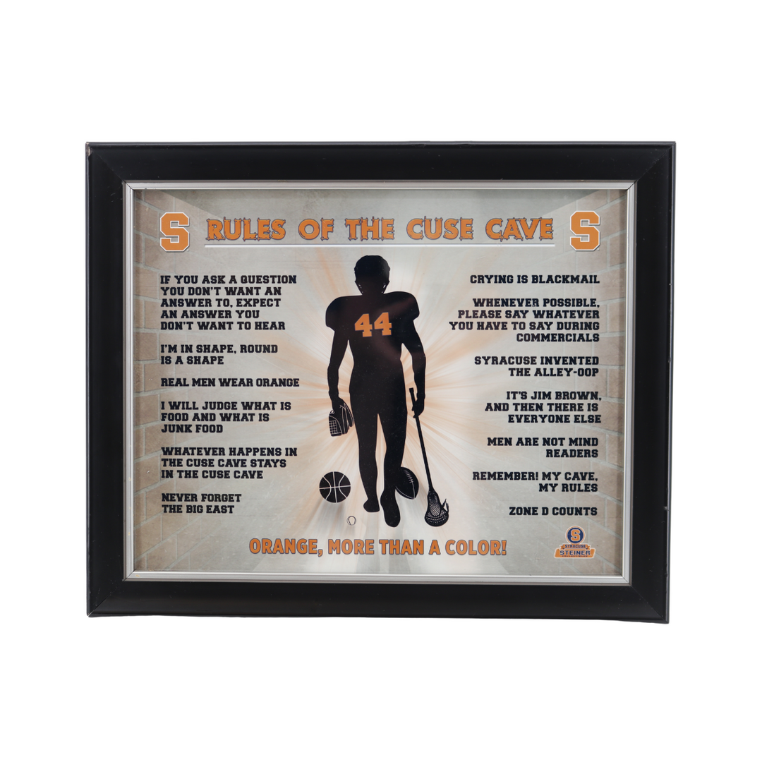 Jim Brown Syracuse Orange Rules of the Cuse Cave Framed 10.5x13.5 Photo Steiner