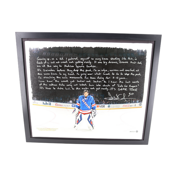 Henrik Lundqvist New York Rangers Facsimile Autograph Framed 26x30 Canvas