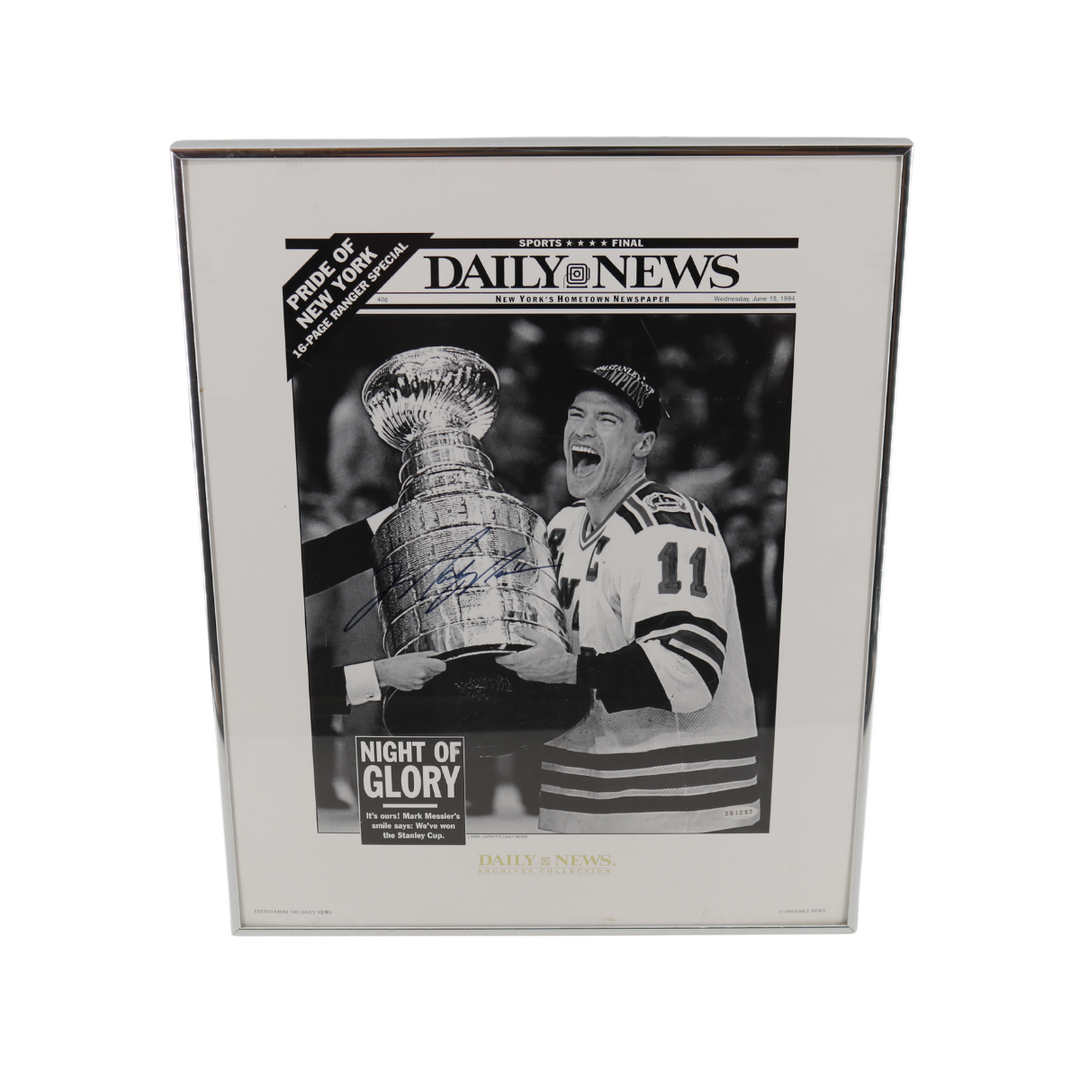 Mark Messier New York Rangers Autographed Signed Framed Daily News 16x20 Steiner