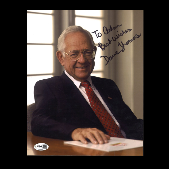 Dave Thomas Autographed Personalized 8x10 with Autographed Letter (JSA COA)