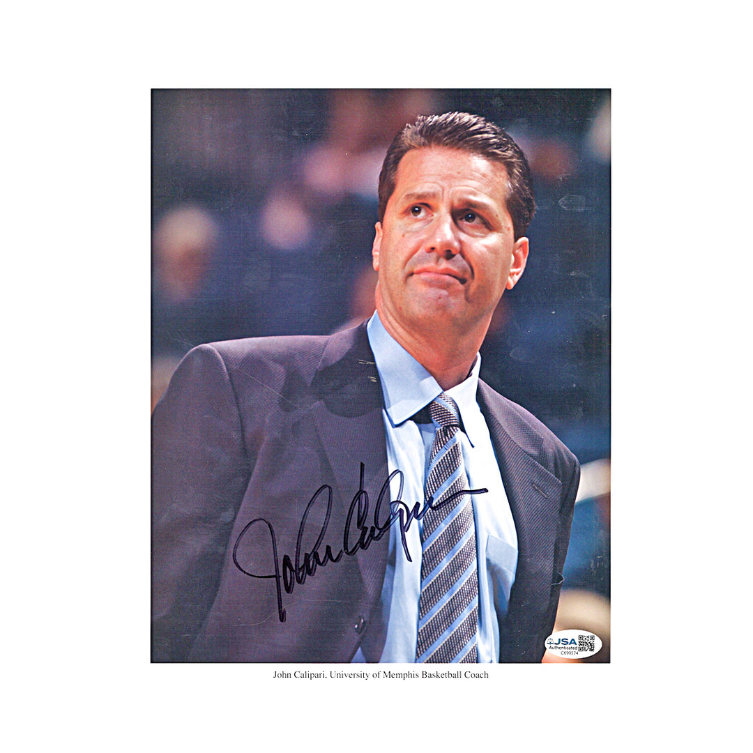 John Calipari Memphis Autographed 8x10 Photo Black Ink JSA COA