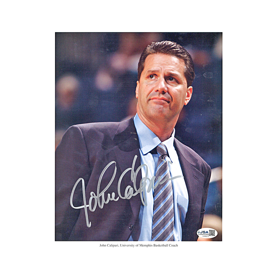 John Calipari Memphis Autographed 8x10 Photo Silver Ink JSA COA
