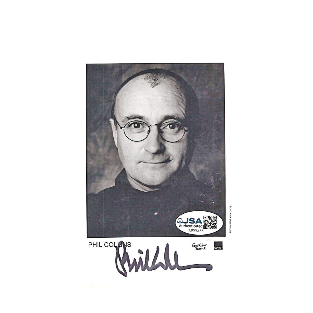 Phil Collins Singer Autographed 3x5 Photo JSA COA