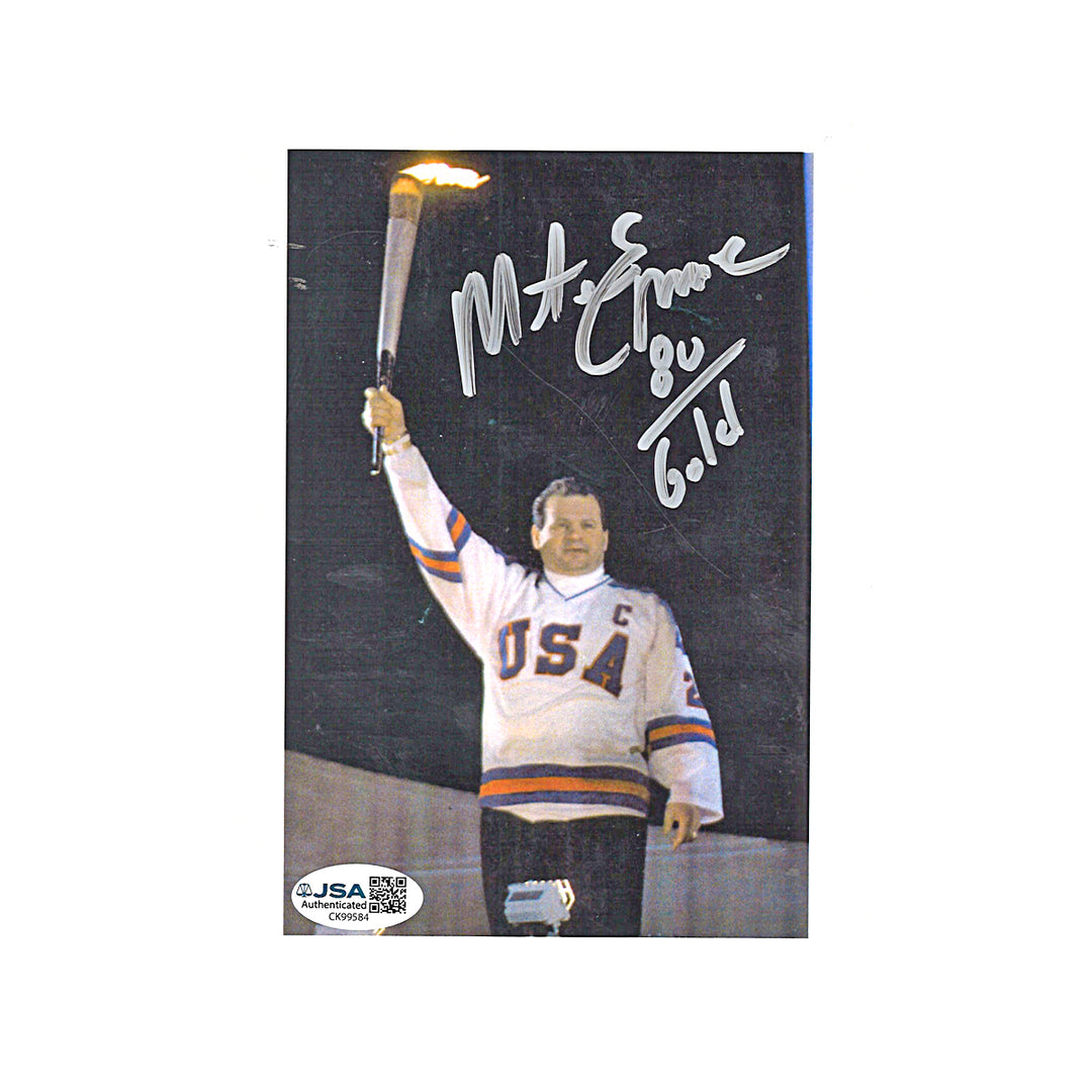 Mike Eruzione 1980 Miracle on Ice USA Hockey Signed Inscribed 5x7 Photo JSA COA 