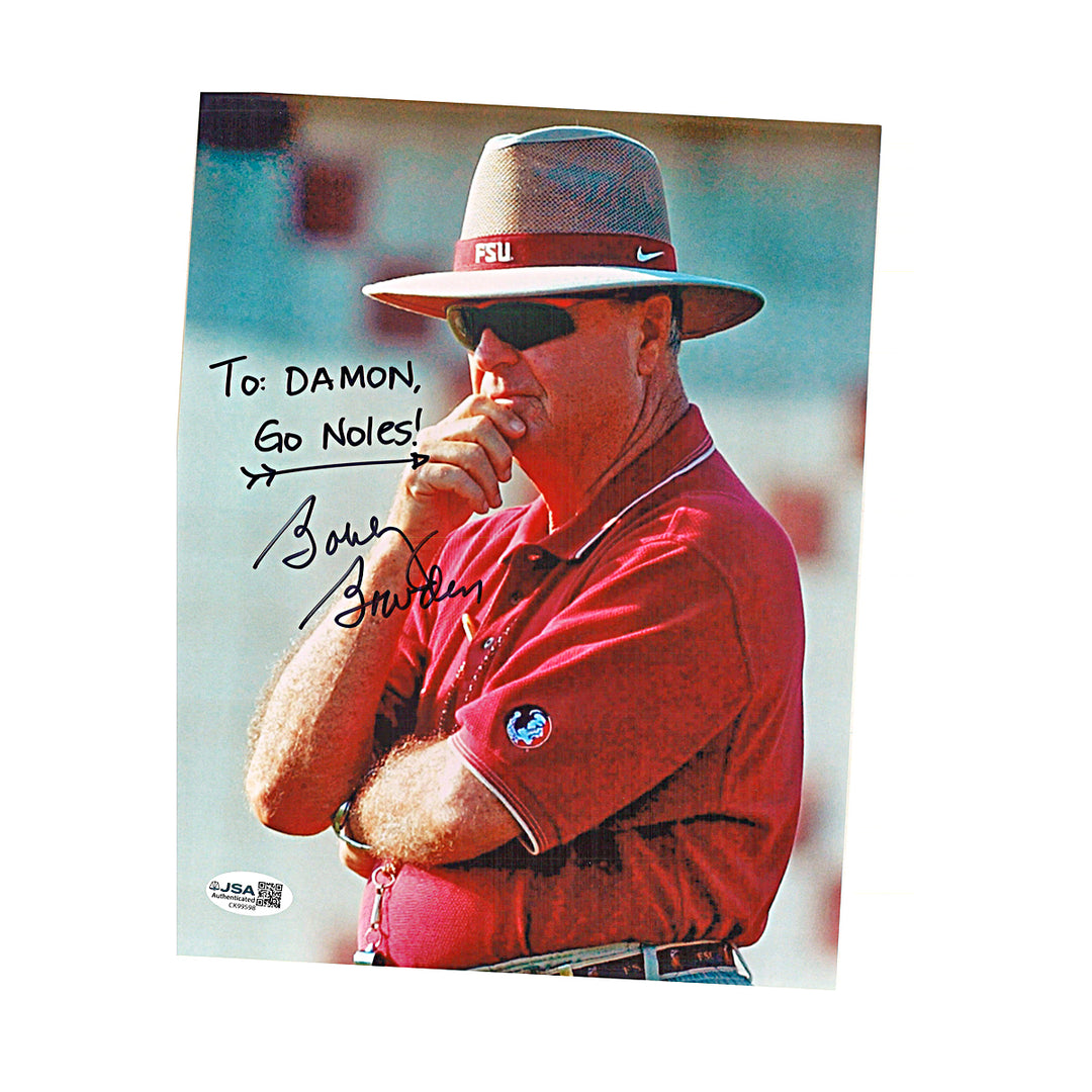 Bobby Bowden Florida State Seminoles Autographed Personalized 8x10 Photo JSA COA