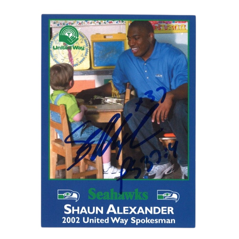 Shaun Alexander Seattle Seahawks Autographed Inscribed Trading Card JSA COA