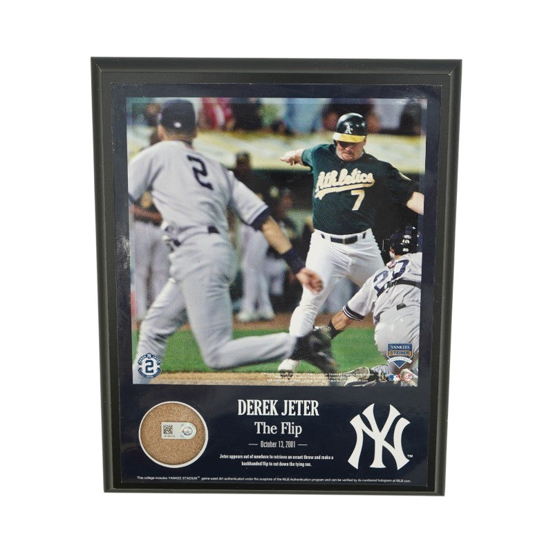 Derek Jeter NY Yankees The Flip Plaque w/ Authentic Dirt Steiner COA/MLB AUTH