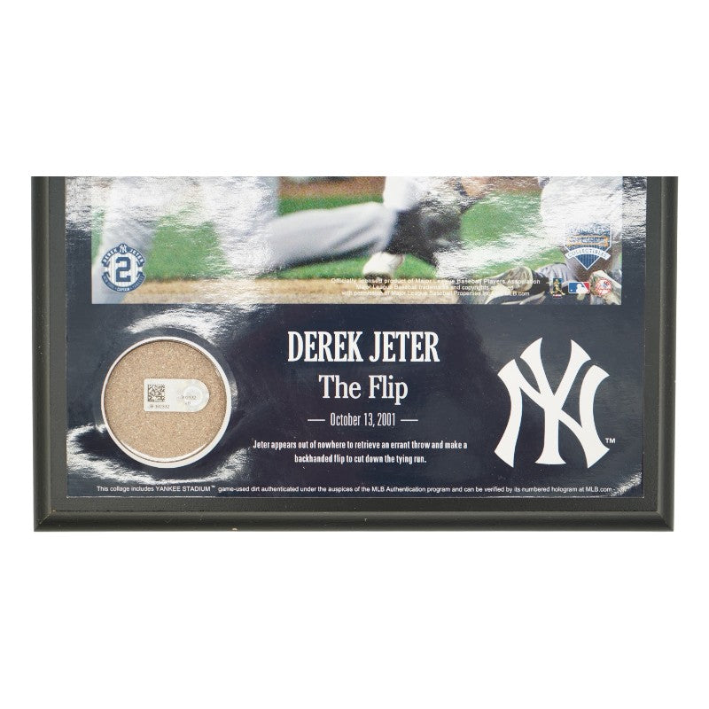 Derek Jeter NY Yankees The Flip Plaque w/ Authentic Dirt Steiner COA/MLB AUTH