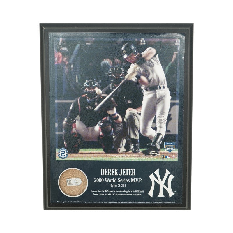 Derek Jeter NY Yankees '00 WS MVP Plaque w/ Authentic Dirt Steiner COA/MLB AUTH