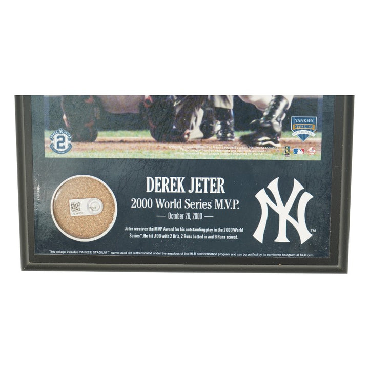 Derek Jeter NY Yankees '00 WS MVP Plaque w/ Authentic Dirt Steiner COA/MLB AUTH