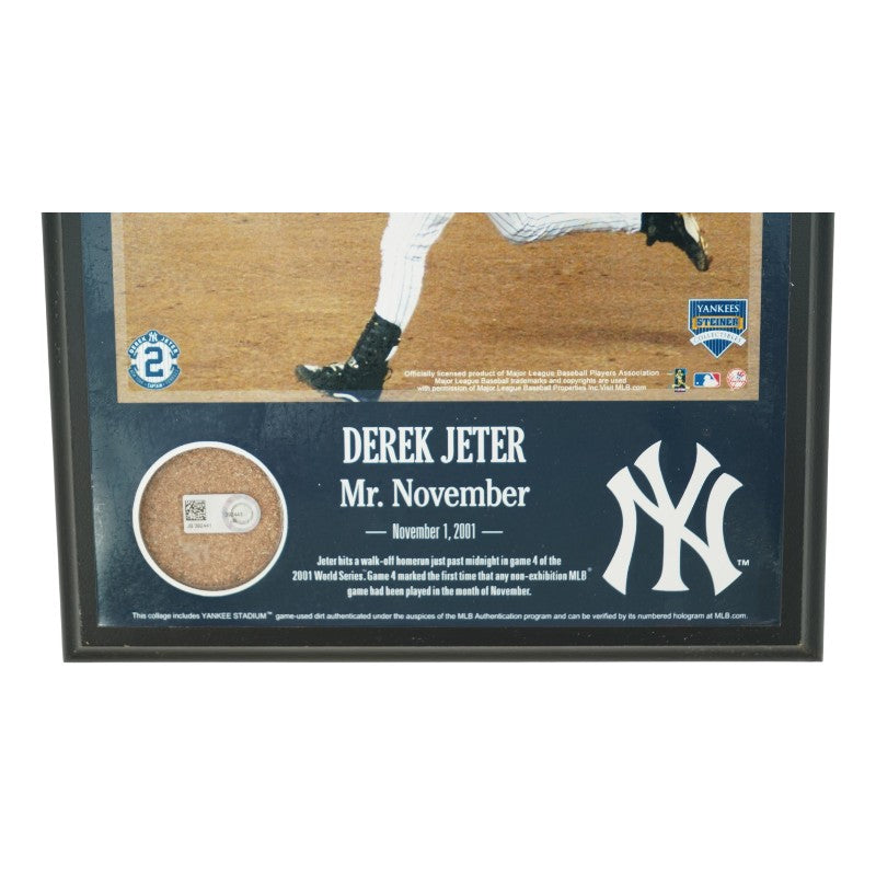Derek Jeter NY Yankees Mr November Plaque w/ Authentic Dirt Steiner COA/MLB AUTH