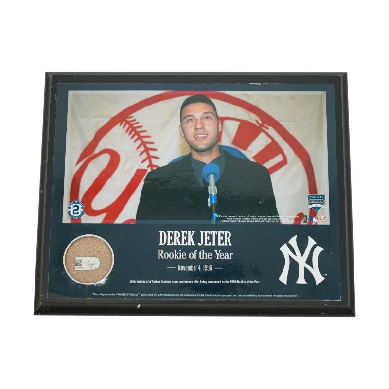 Derek Jeter NY Yankees 1996 ROY Plaque w/ Authentic Dirt Steiner COA/MLB AUTH